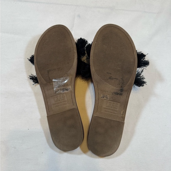 American Eagle Women’s Boho Fringed Black Slide Sandals - Worn once! - Picture 7 of 7